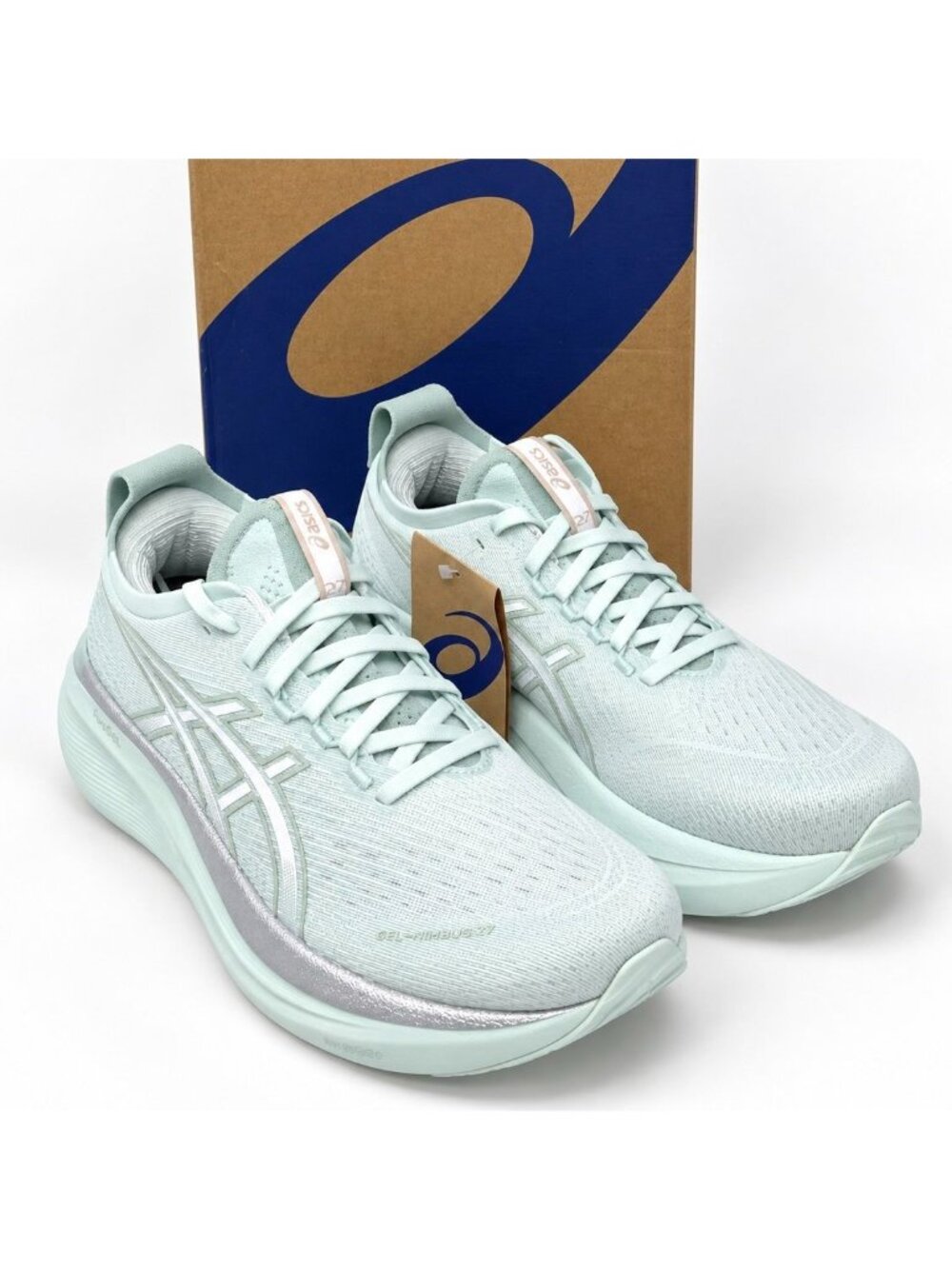 ASICS GEL Nimbus 27 Max Cushion Neutral Womens 7.5 Pure Aqua White Running Shoe